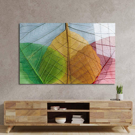 Colorful Leaves Glas Wall Art - LUXARTDECO