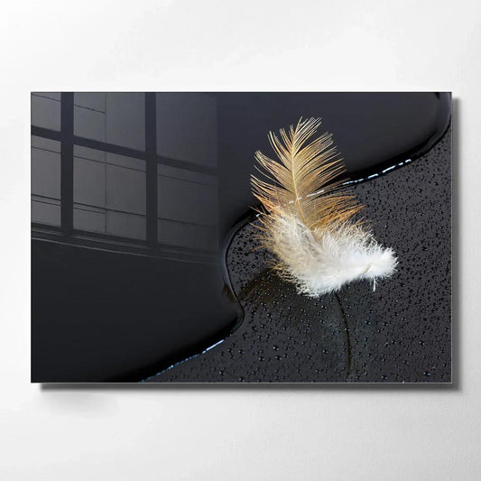 Feather Glass Wall Art - LUXARTDECO