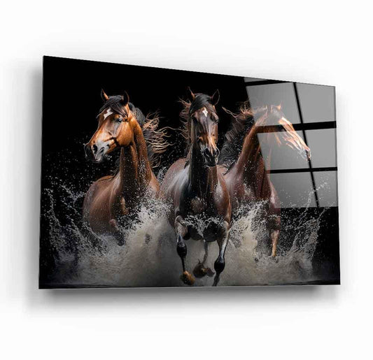 Elegant Horses Glass Wall Art - LUXARTDECO