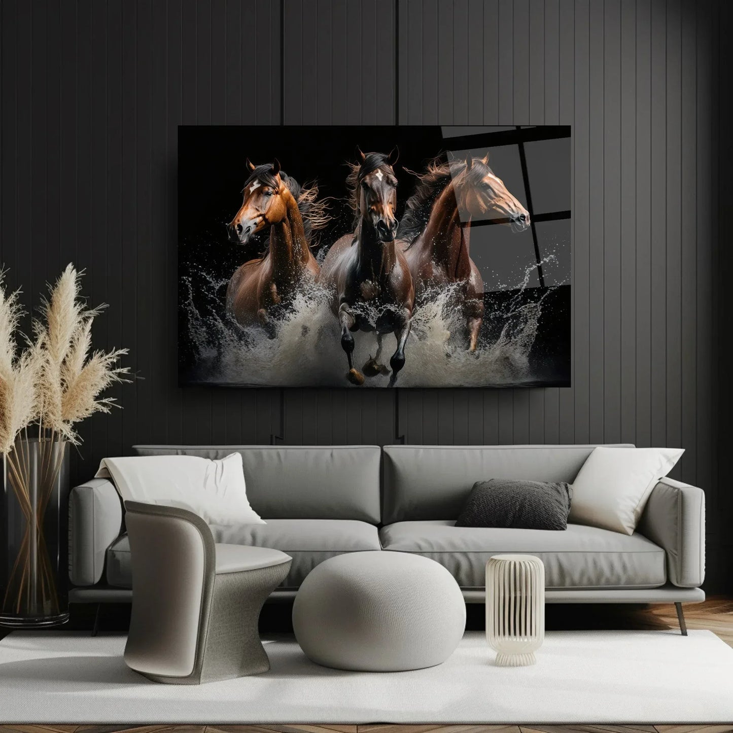 Elegant Horses Glass Wall Art - LUXARTDECO