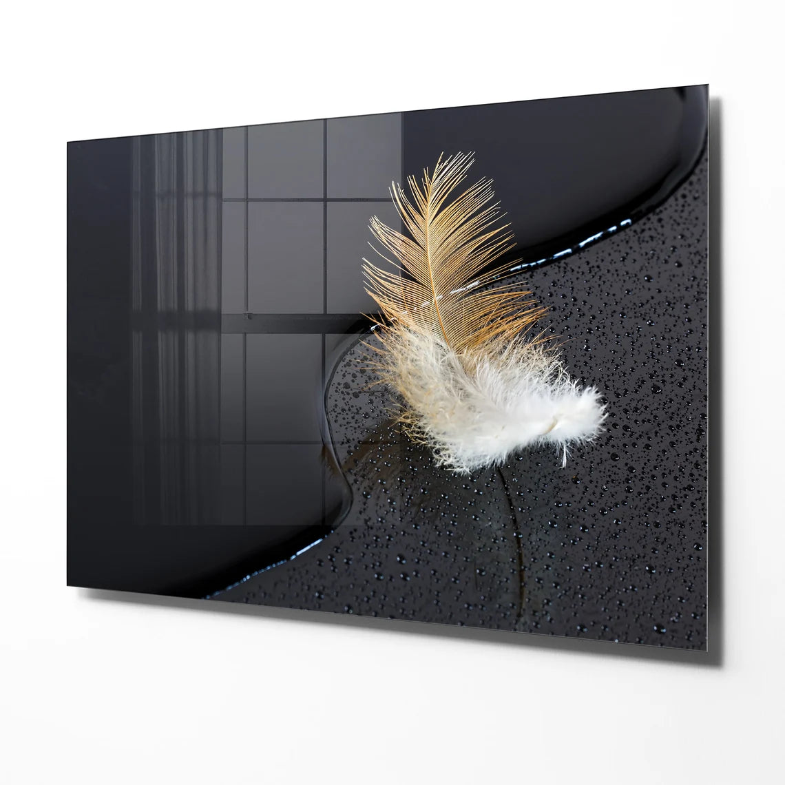 Décoration murale en verre à plumes