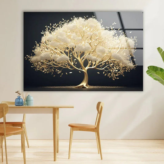 Gold Tree Glass Wall Art - LUXARTDECO