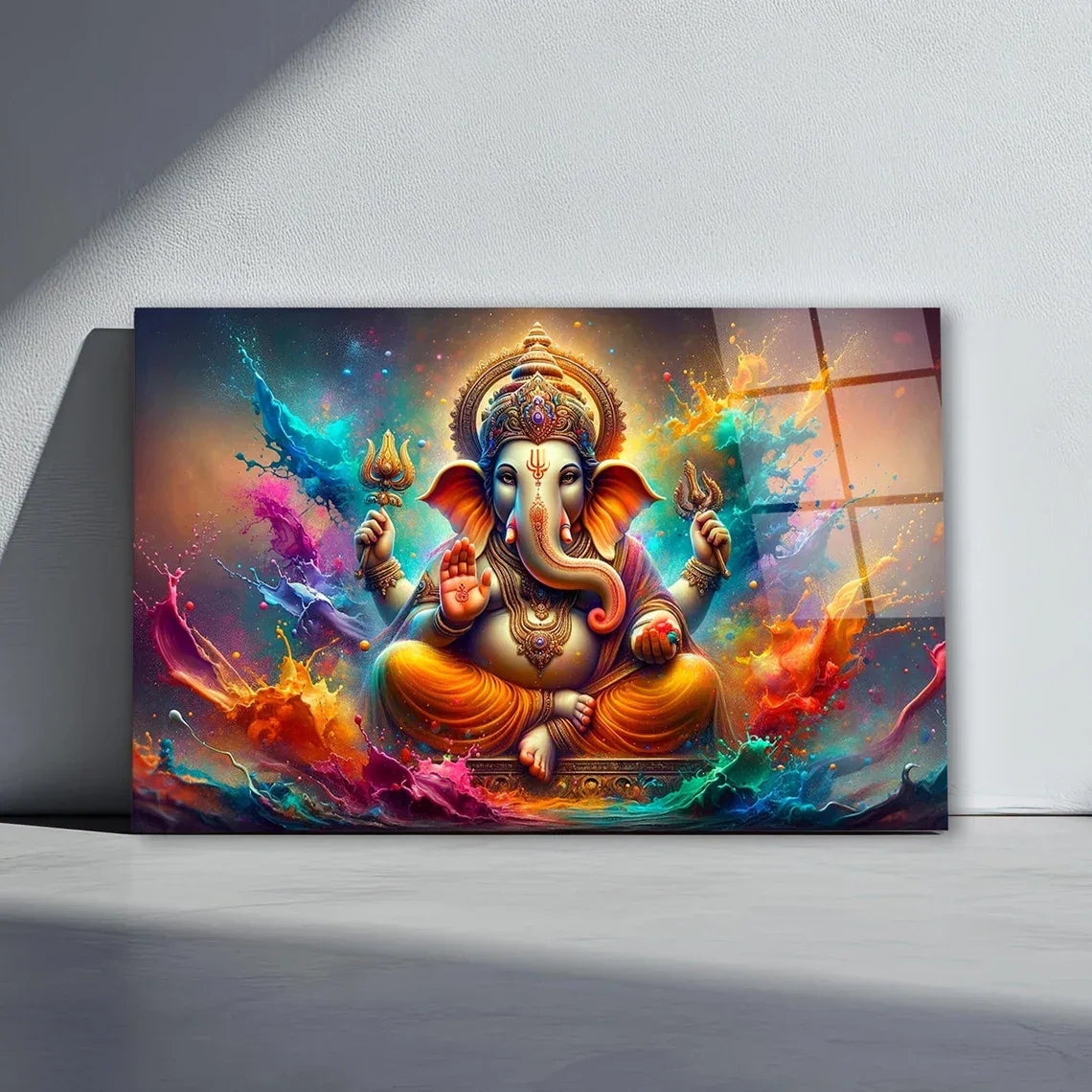 Colorful Ganesha Glass Wall Art - LUXARTDECO