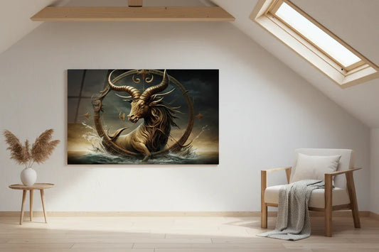 Gold Sagittarius Zodiac Glass Wall Art - LUXARTDECO