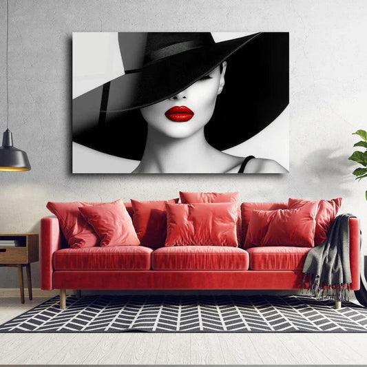 Glamorous Red Lips Glass Wall Art - LUXARTDECO