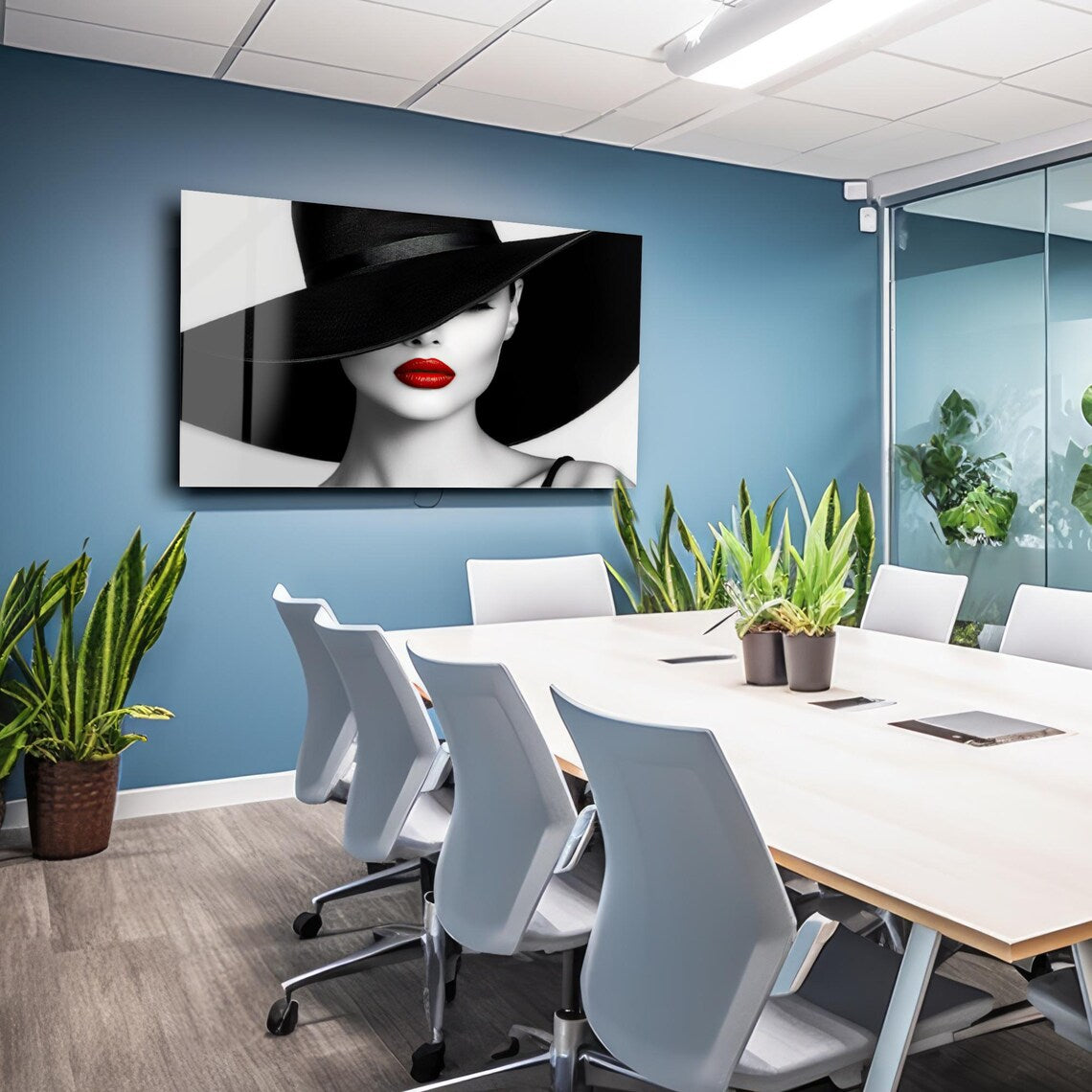 Red Lips Glass Wall Art