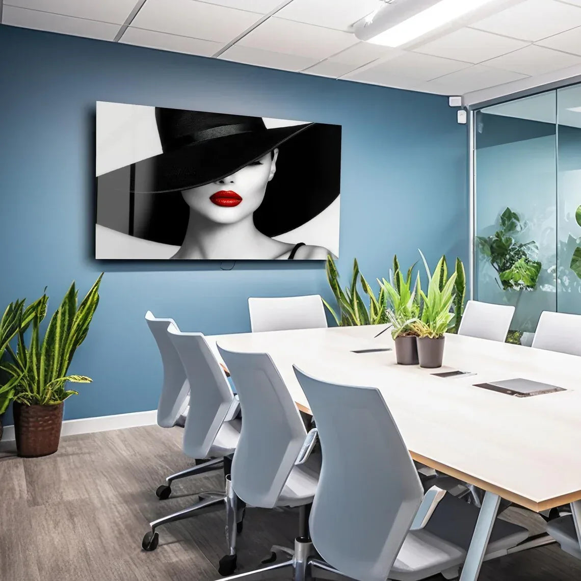 Glamorous Red Lips Glass Wall Art - LUXARTDECO
