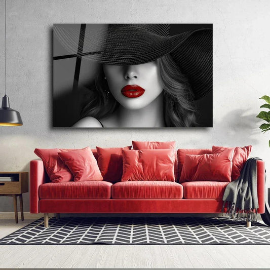Bold Red Lips Glass Wall Art - LUXARTDECO