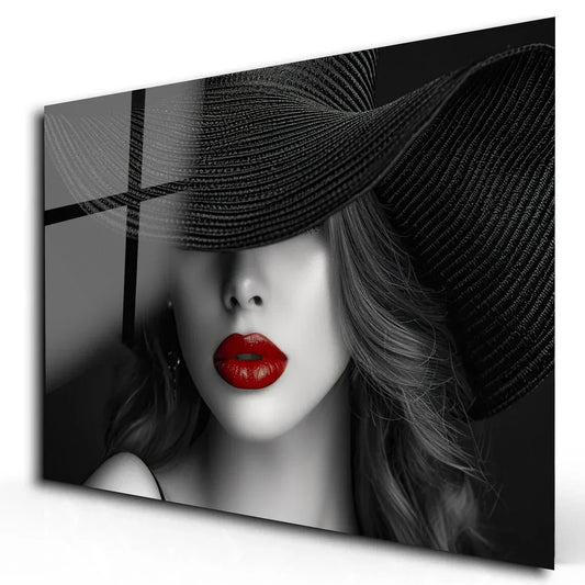 Bold Red Lips Glass Wall Art - LUXARTDECO