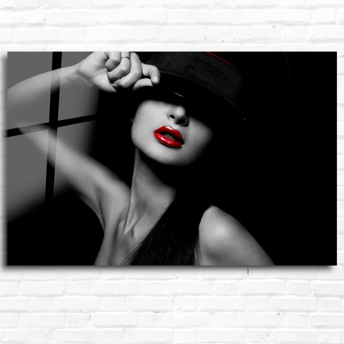 Red Lips Glass Wall Art - LUXARTDECO