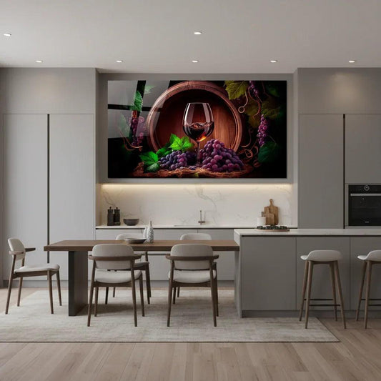 Red Wine Bottle Glass Wall Art - LUXARTDECO