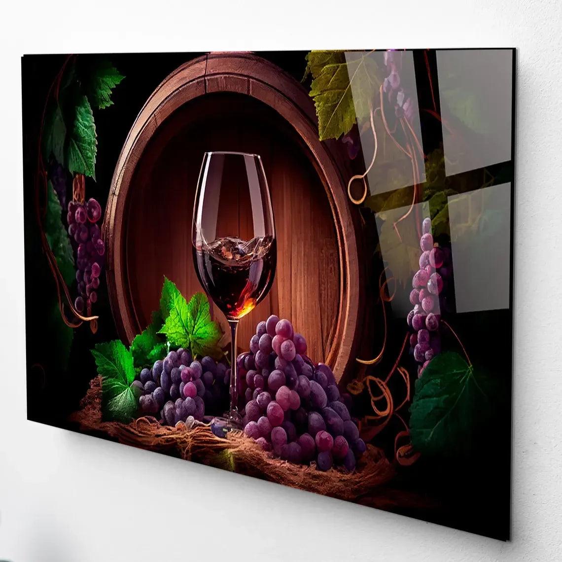 Red Wine Bottle Glass Wall Art - LUXARTDECO