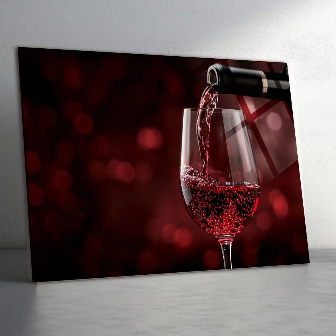 Red Wine Glass Wall Art - LUXARTDECO