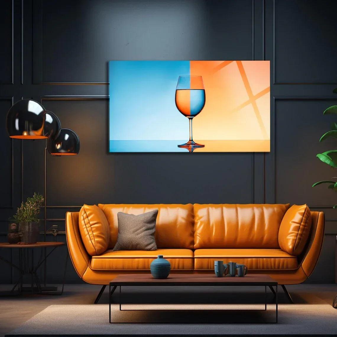 Orange & Blue Kitchen Glass Wall Art - LUXARTDECO