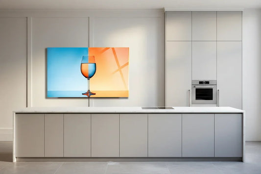 Orange & Blue Kitchen Glass Wall Art - LUXARTDECO