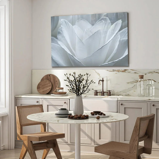 White Rose Glass Wall Art - LUXARTDECO