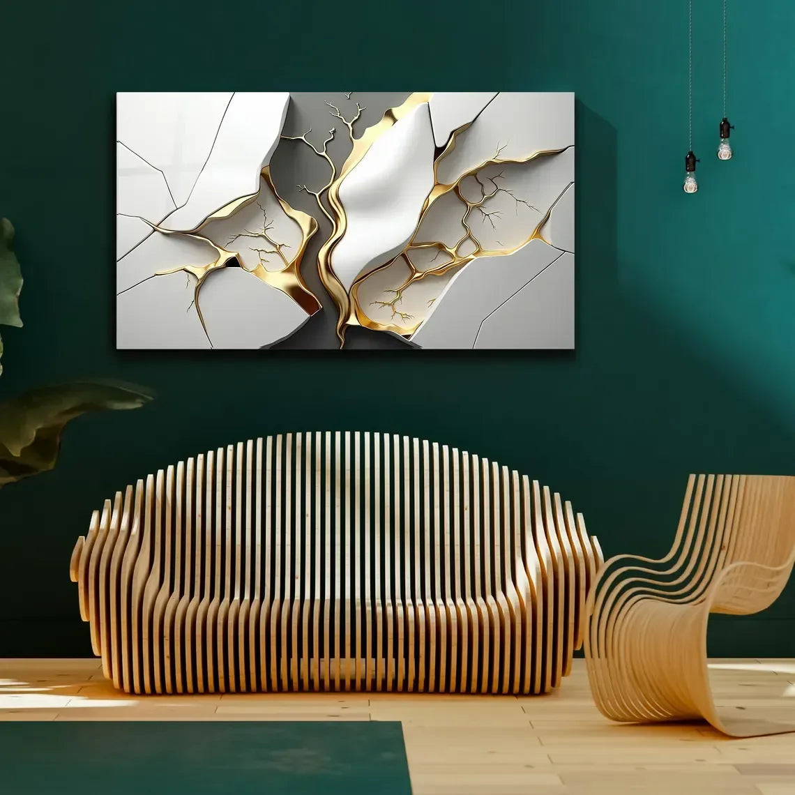 Gold & Grey Marble Glass Wall Art - LUXARTDECO
