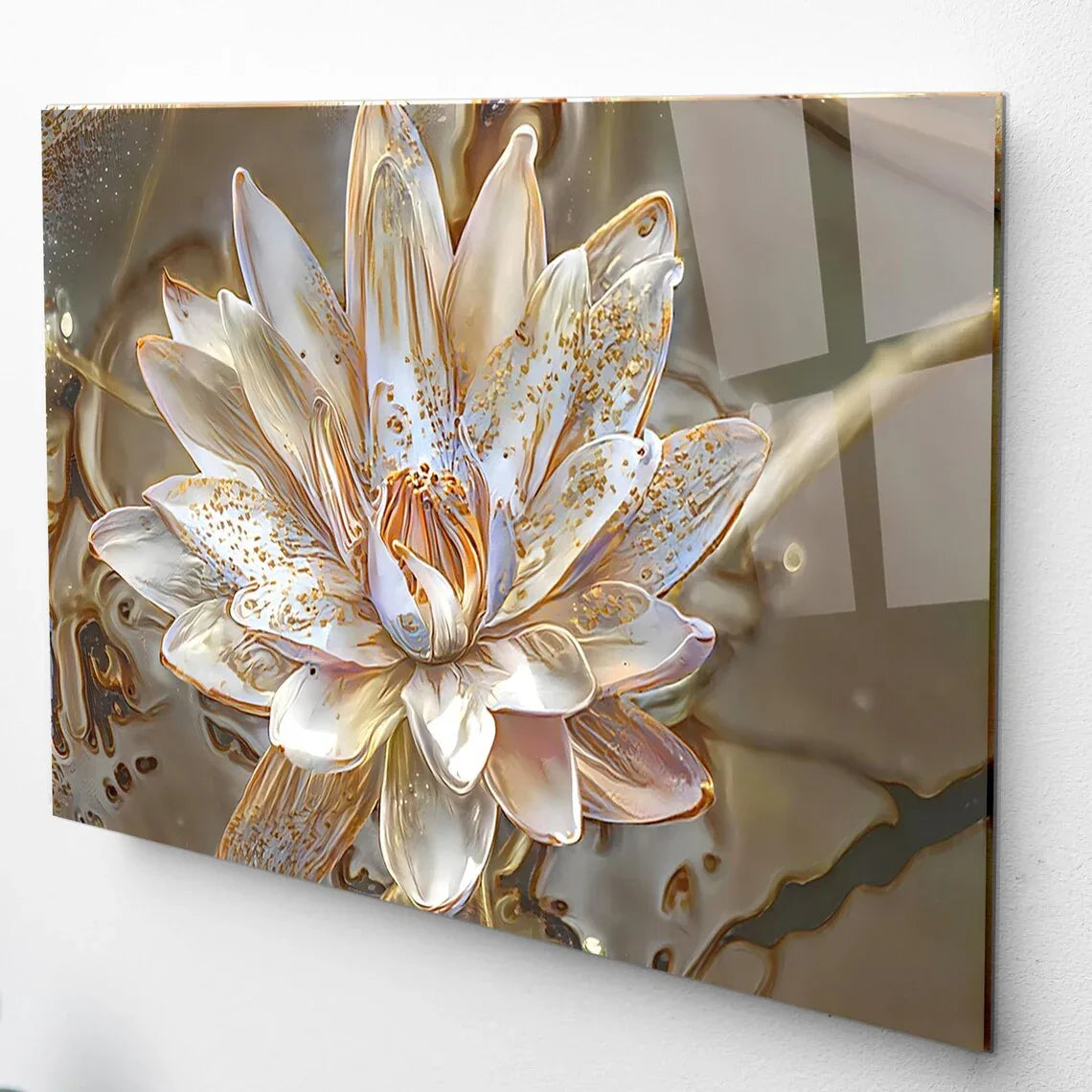 Lotus Flower Glass Wall Art - LUXARTDECO