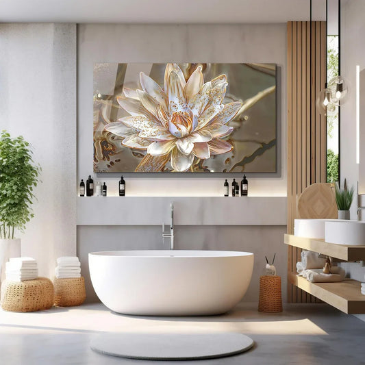 Lotus Flower Glass Wall Art - LUXARTDECO
