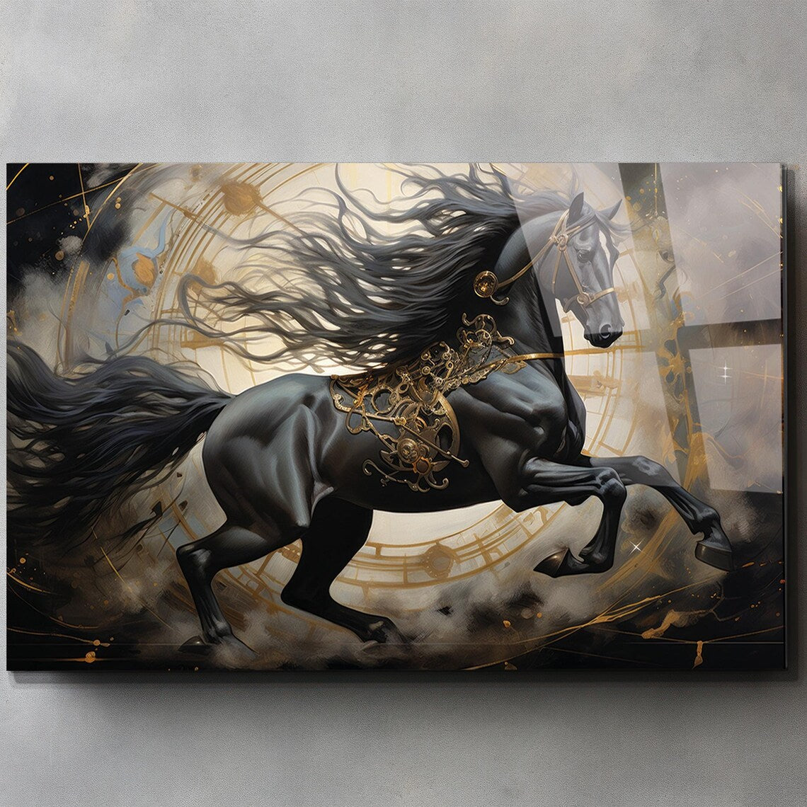Tableau mural en verre Cheval Noir