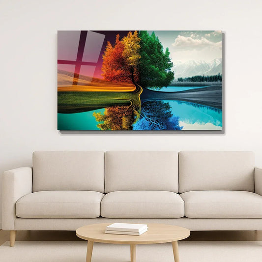 Four Seasons Glass Wall Art - LUXARTDECO