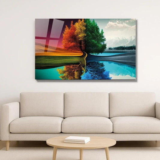 Four Seasons Glass Wall Art - LUXARTDECO