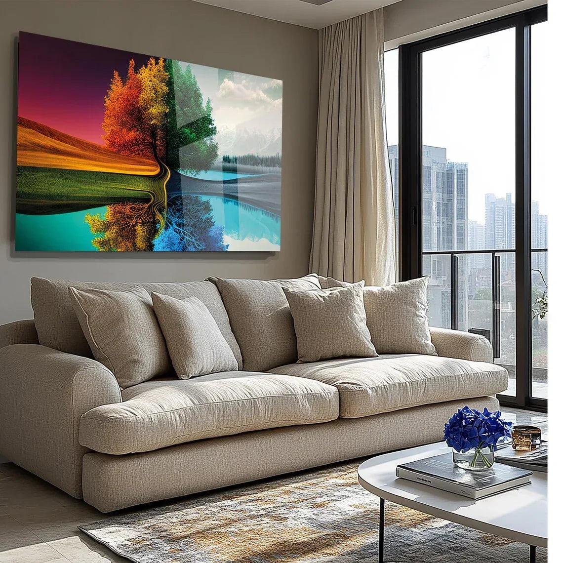 Four Seasons Glass Wall Art - LUXARTDECO