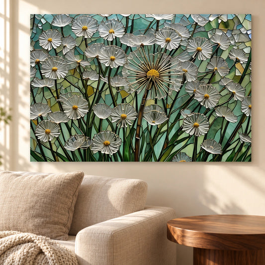 Marguerites Tableau en Verre Trempé