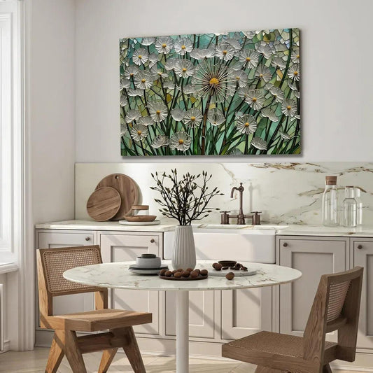 Daisies Glass Wall Art - LUXARTDECO