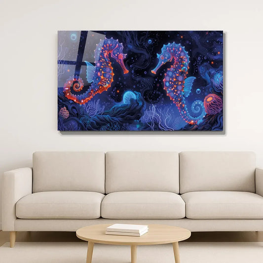 Seahorse Glass Wall Art - LUXARTDECO