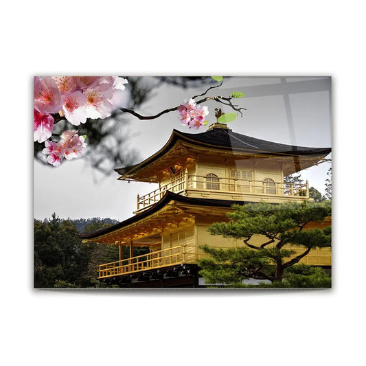 Kinkaku-ji Glass Wall Art - LUXARTDECO