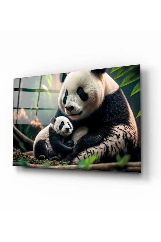 Pandas Glass Wall Art - LUXARTDECO