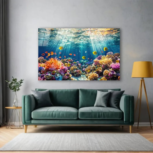 Coral Reef Glass Wall Art - LUXARTDECO
