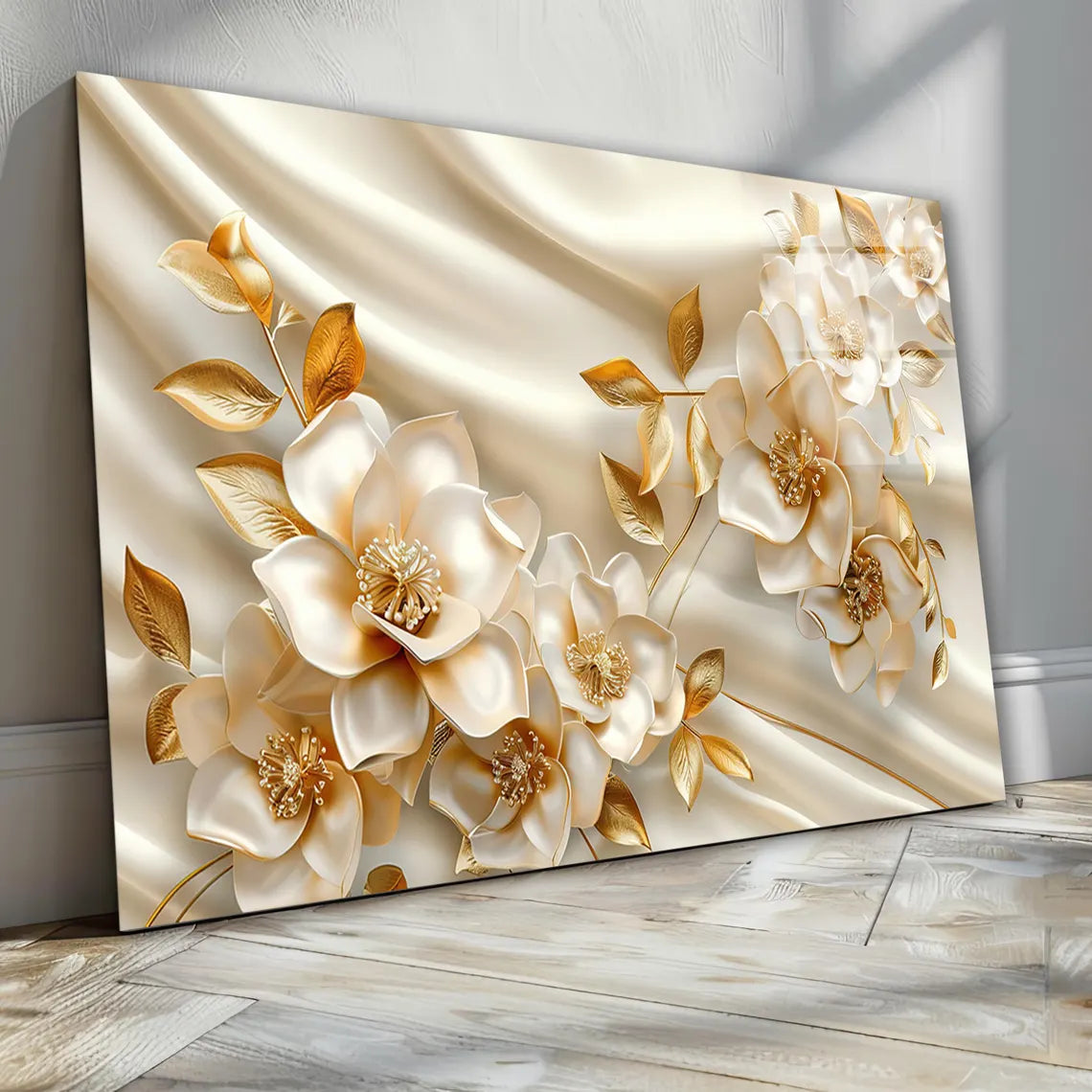 White Flower Glass Wall Art