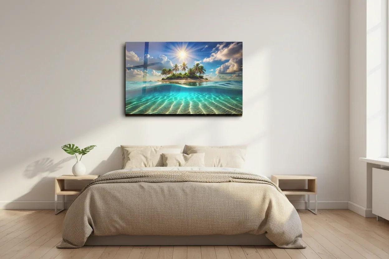 Sun Lights shadow Glass Wall Art - LUXARTDECO