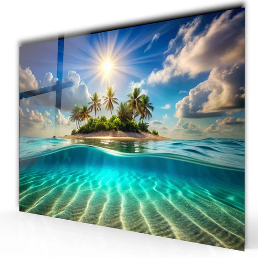 Sun Lights shadow Glass Wall Art - LUXARTDECO