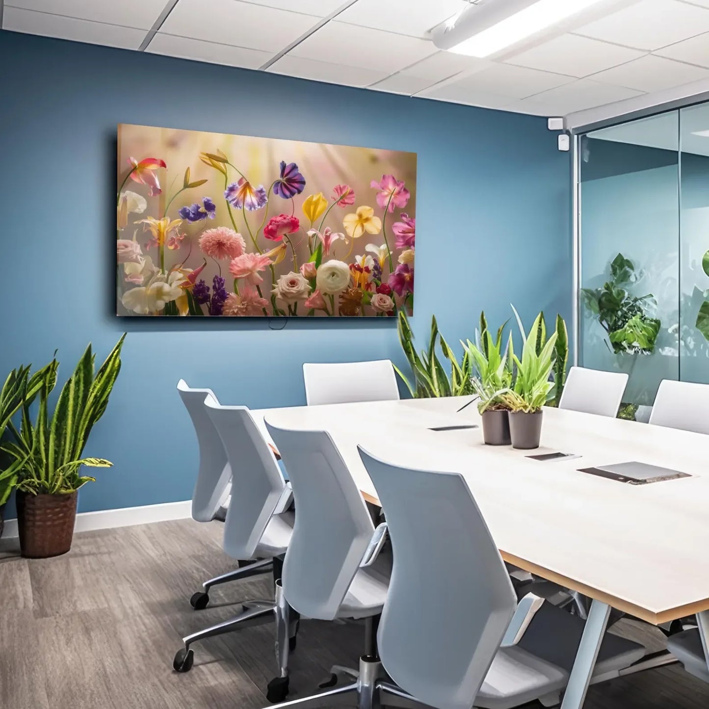 Flower Field Glass Wall Art - LUXARTDECO