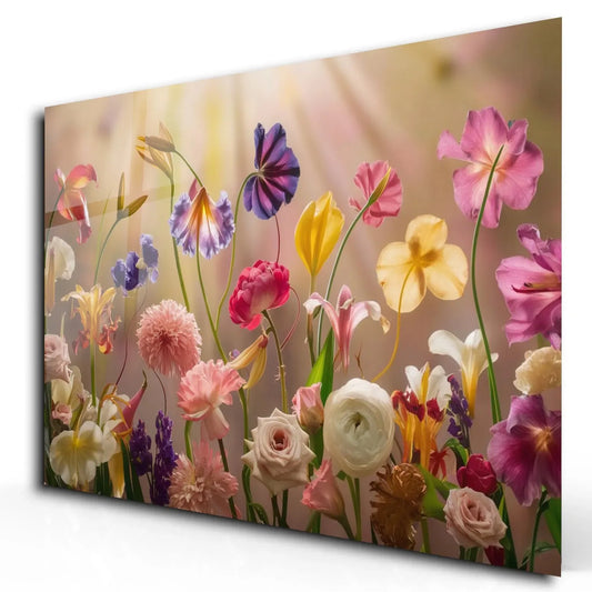 Flower Field Glass Wall Art - LUXARTDECO
