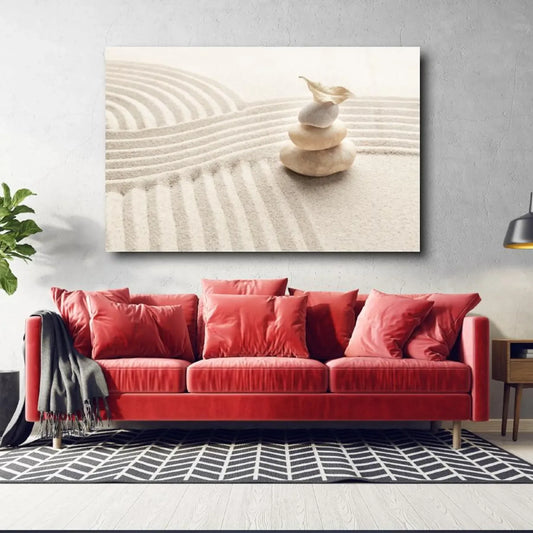 Zen Stones Sand Glass Wall Art - LUXARTDECO