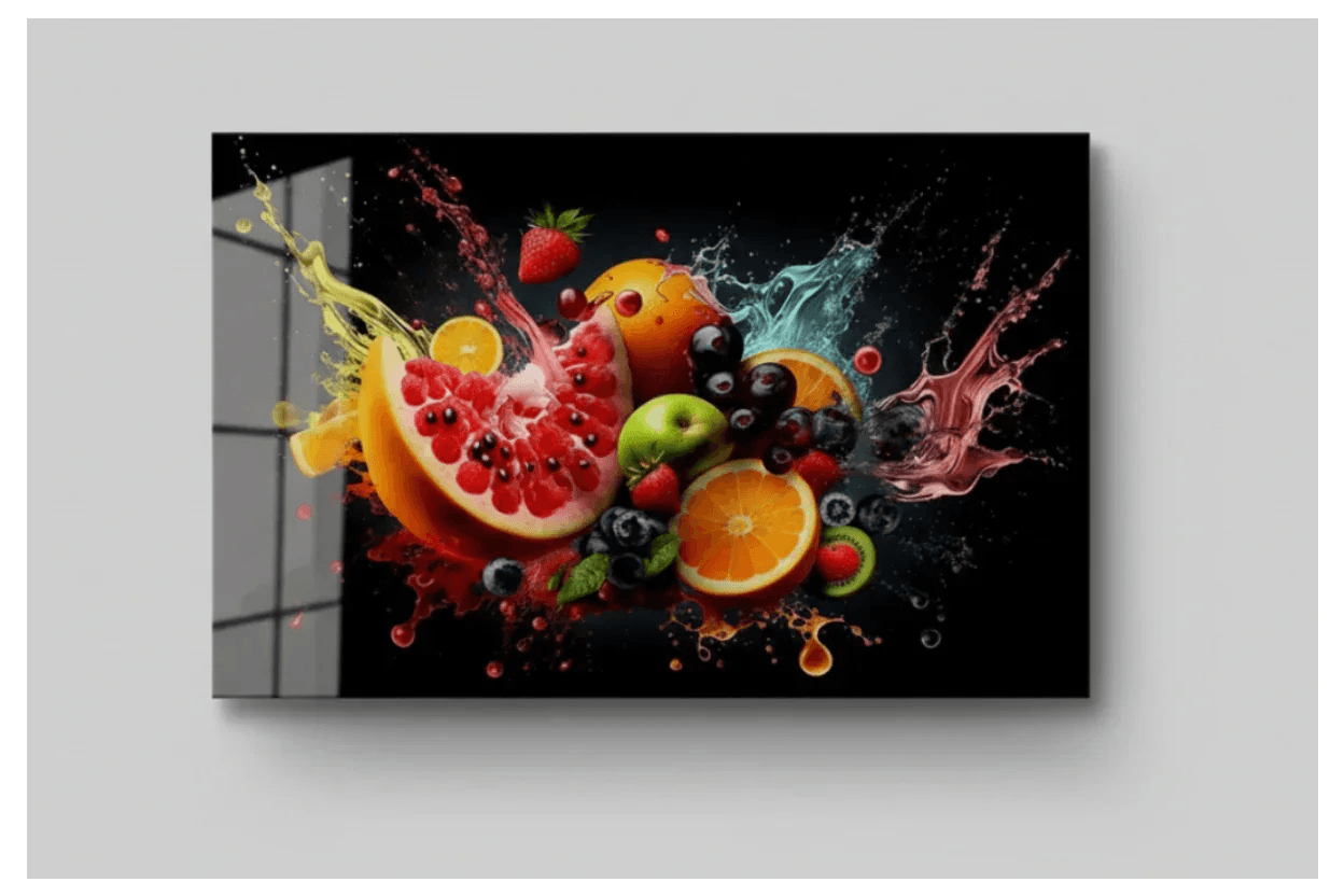 Fruit Explosion Glass Wall Art - LUXARTDECO