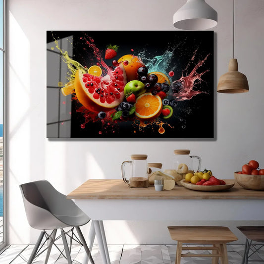 Fruit Explosion Glass Wall Art - LUXARTDECO