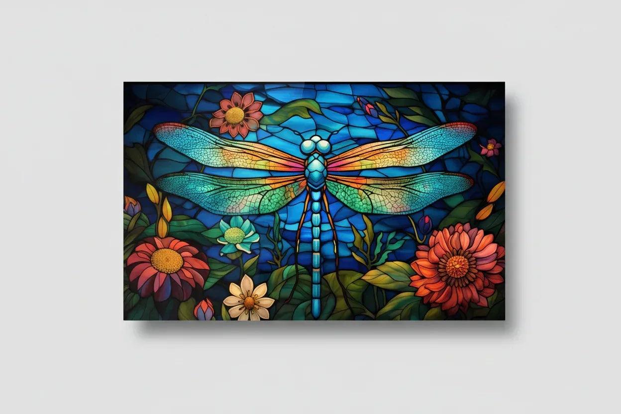 Colorful Dragonfly Glass Wall Art - LUXARTDECO