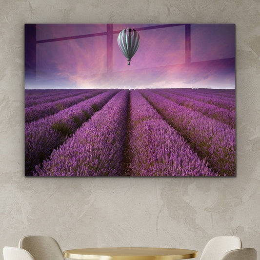 Champ de Lavande Tableau en Verre Trempé