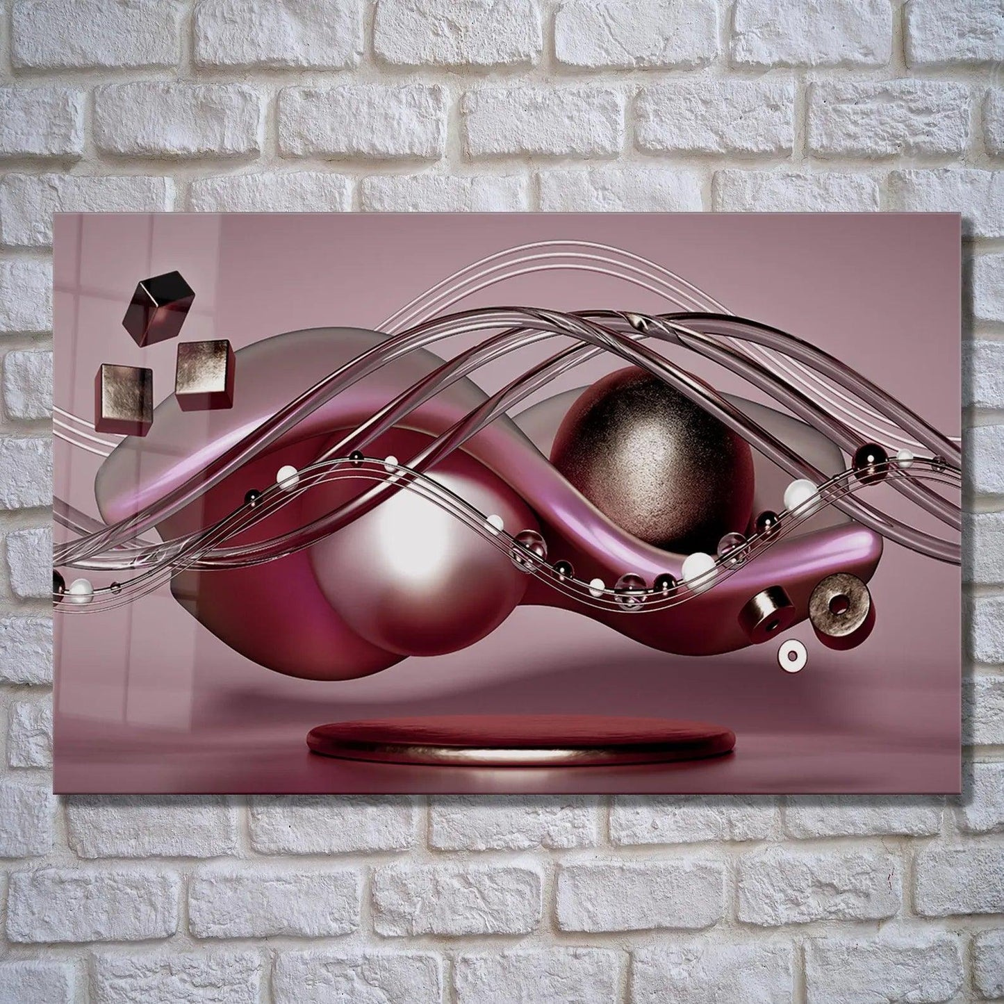 Astratto Rosa Quadro in Vetro Temperato