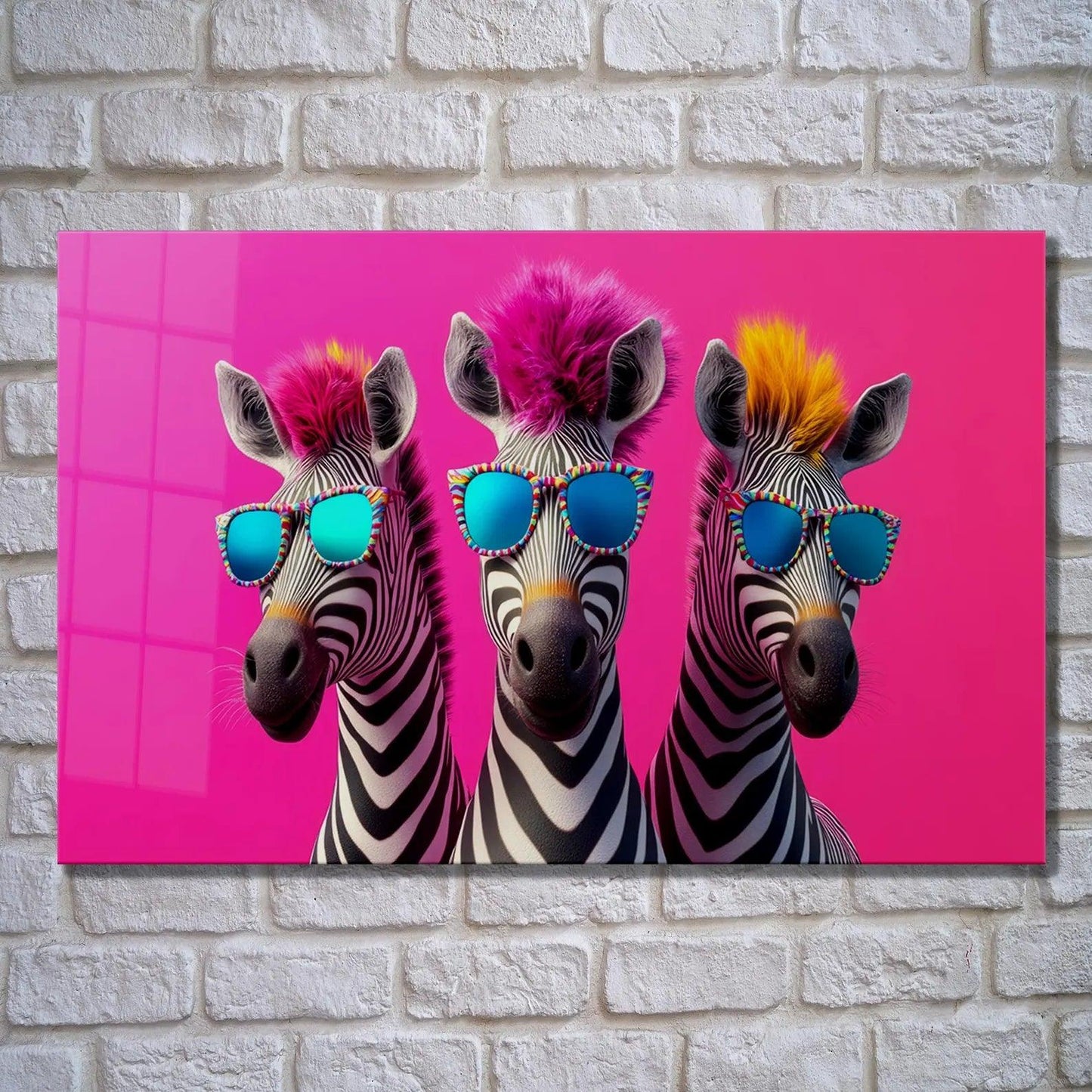 Zebre alla Moda Quadro in Vetro Temperato