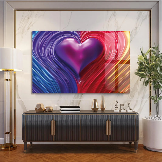 Cœur coloré Tableau en Verre Trempé