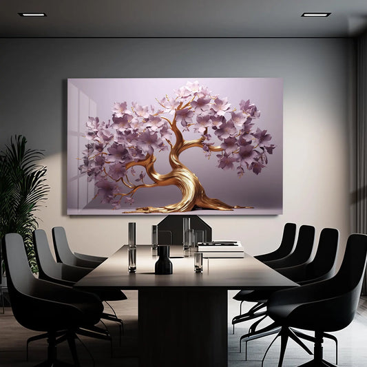 L'arbre de Vie Violet Tableau en Verre Trempé