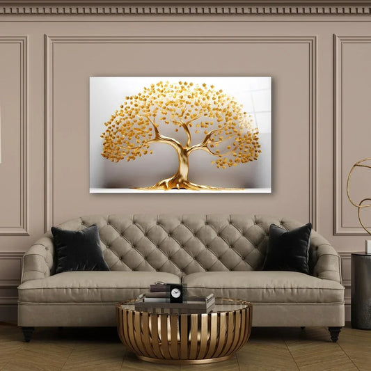 Gold Tree of Life Glass Wall Art - LUXARTDECO