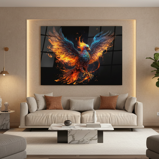 Phoenix Tableau en Verre Trempé