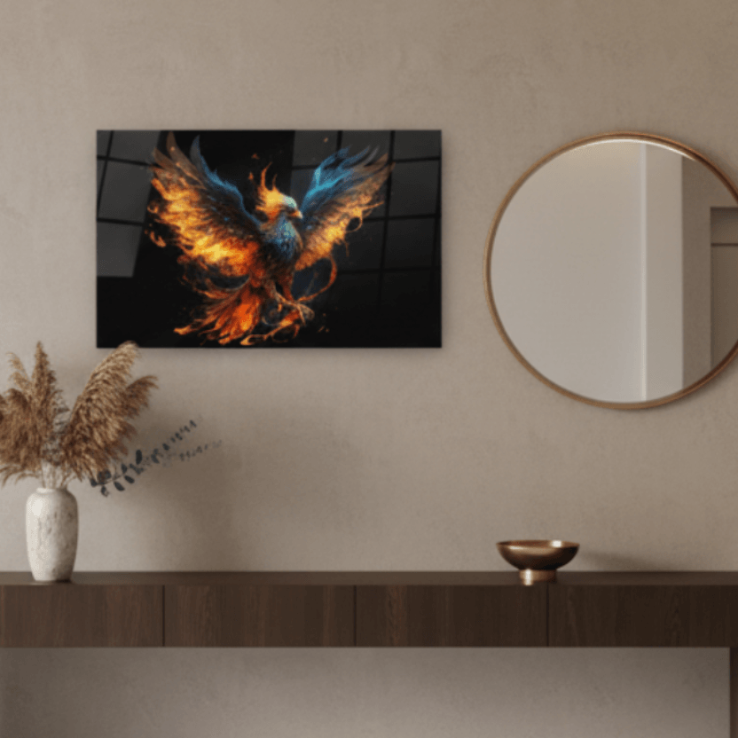 Phoenix Tableau en Verre Trempé